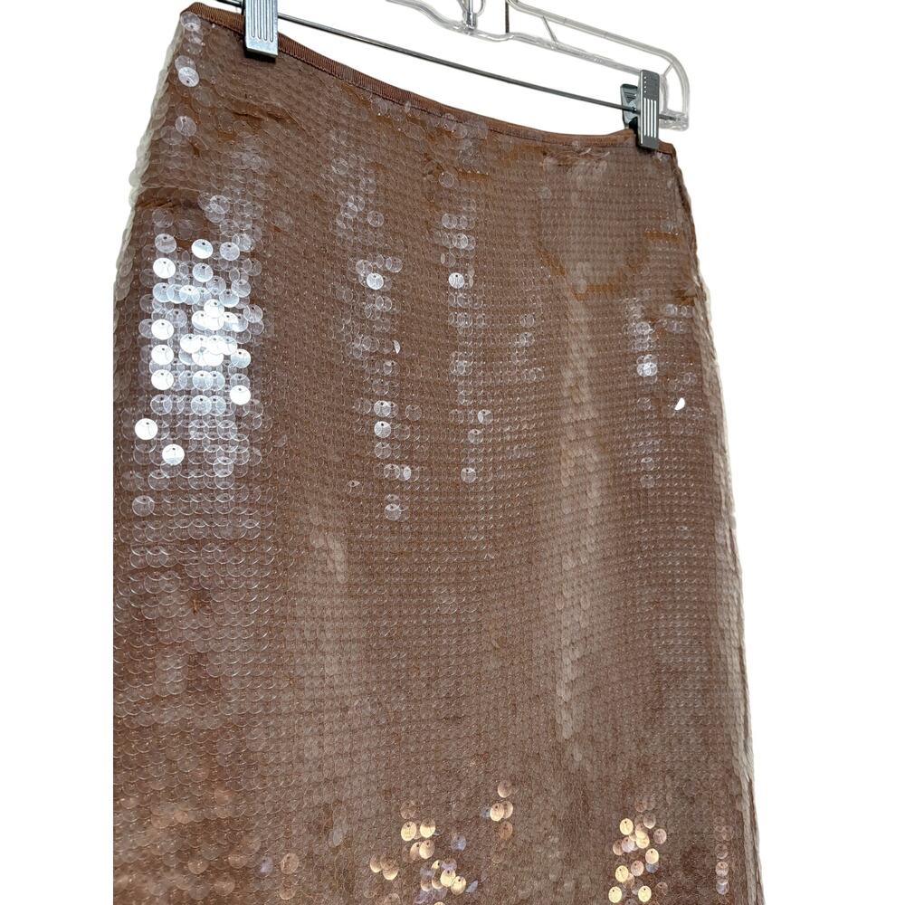 Madewell Sequin Midi Skirt Size 00 Brown Shimmer - Picture 3 of 8